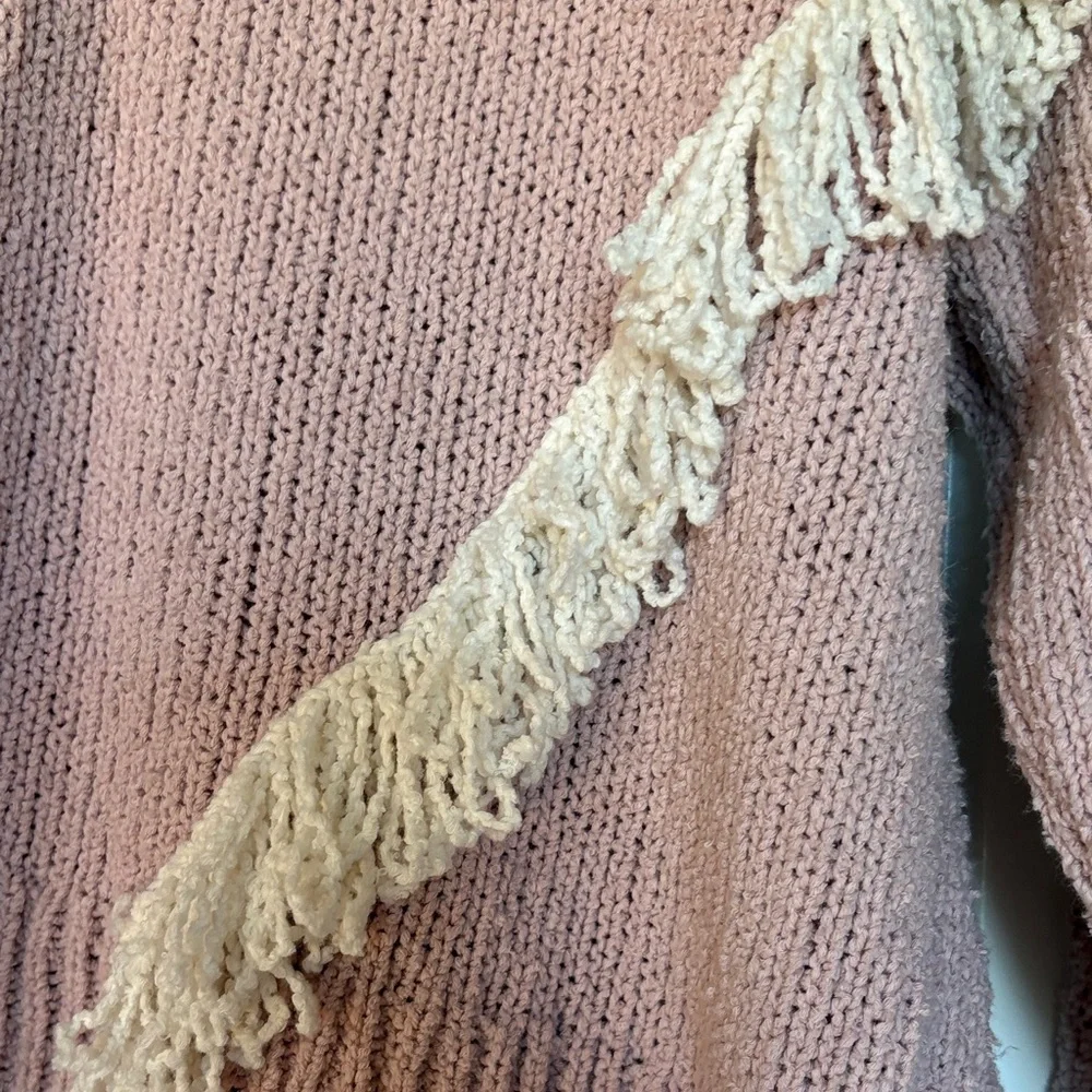 Madewell Montford Fringe Pink Pullover Sweater Size M - Picture 3 of 9